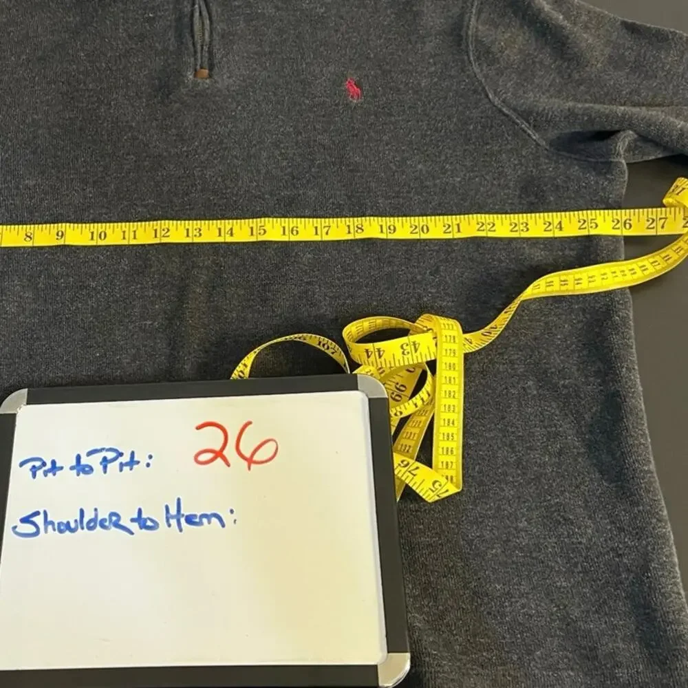Polo Ralph Lauren Quarter Zip Pullover Sweater Men’s XL Gray Cotton Pony Logo